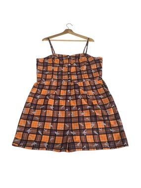Timeless London Ghost Plaid Playsuit Romper Orange Black Halloween Womens 14